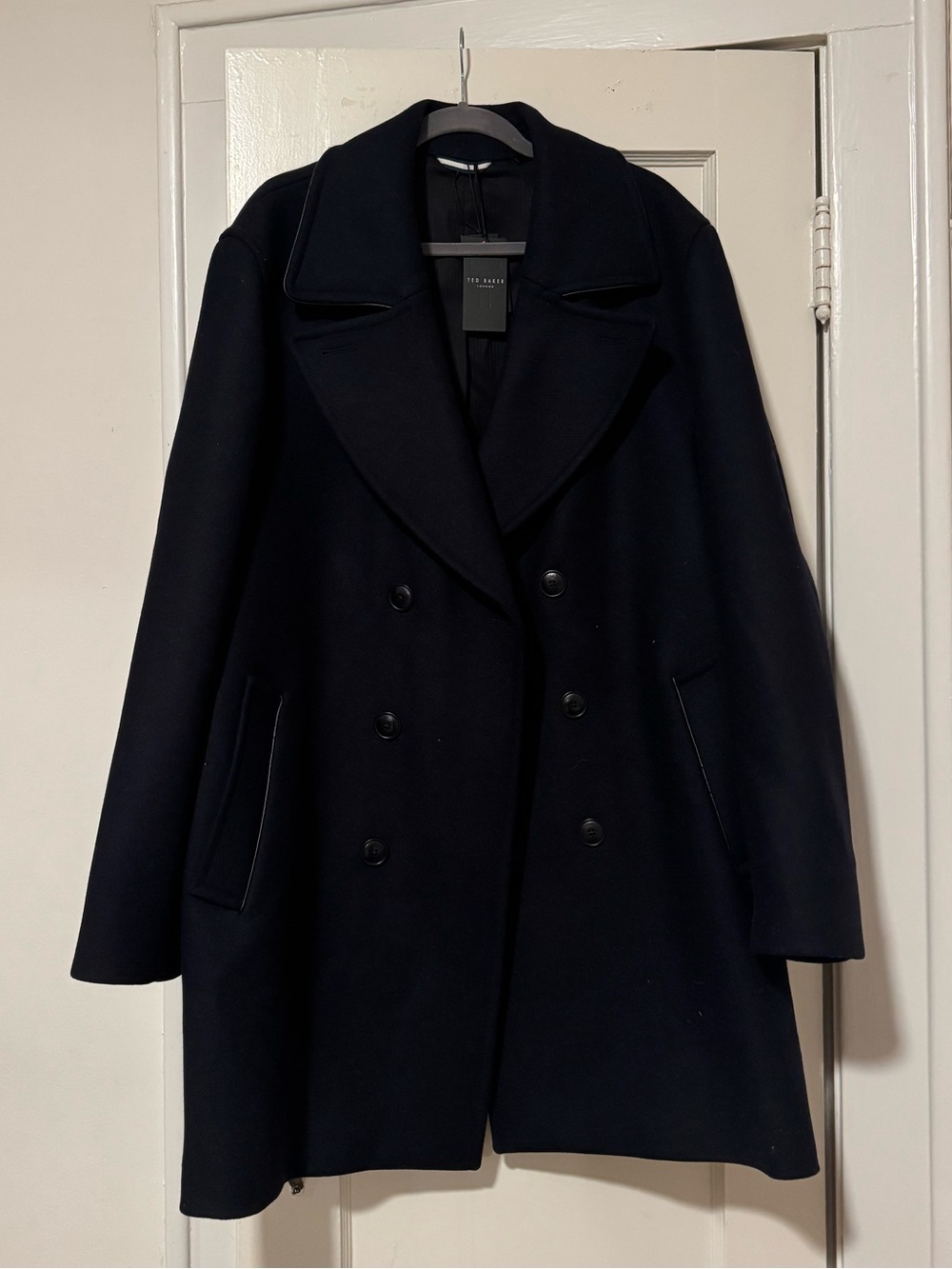 Ted Baker Double-Breasted Pea Coat in Navy